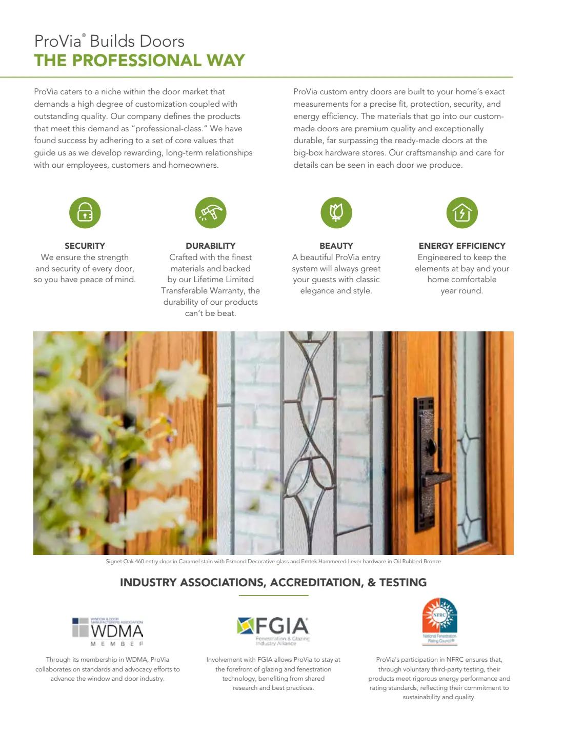 Entry Doors: Signet, Ascent & Legacy brochure, page 2